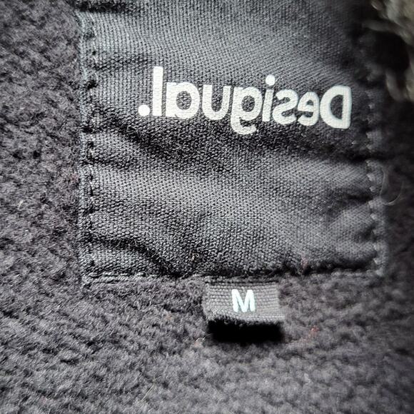 Desigual Raglan Plaid Sleeves Ribbed Knit Striped Collar Cuffs Sweatshirt Size M - Picture 8 of 9